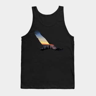 Lovely Flying Eagle Trippy Forest Sky Silhouette Tank Top